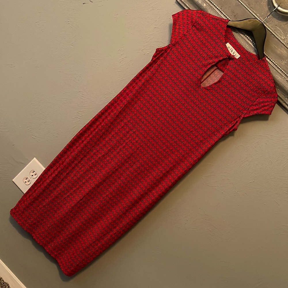 Nikki Poulos Red and black  print Dress 
Never used.